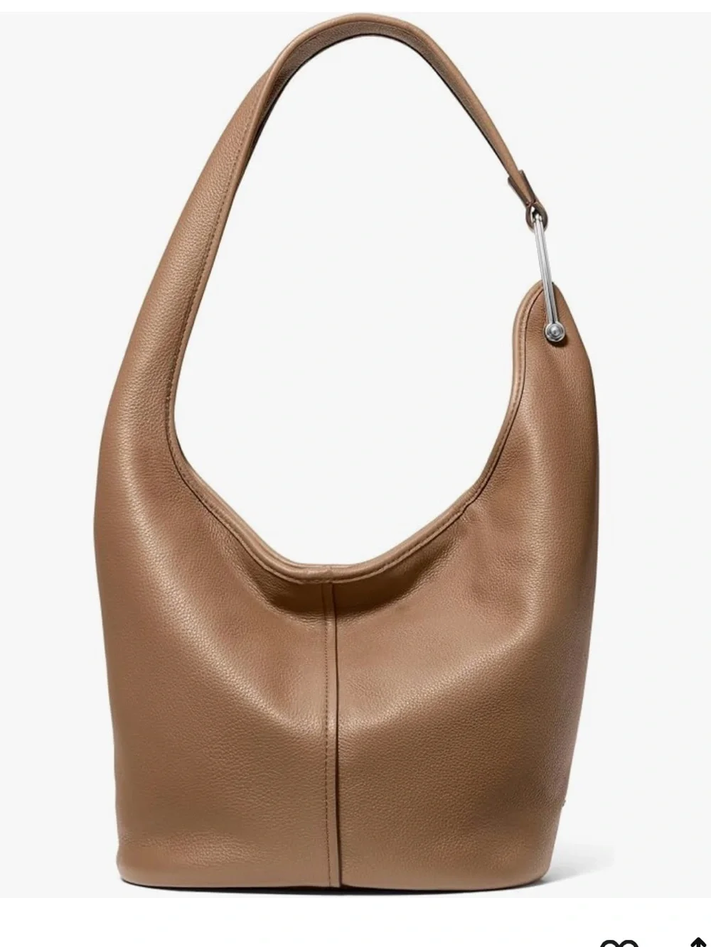 Michael Kors Sonny Hobo Camel Beige Pebble Leather Shoulder Bag Purse Tote
